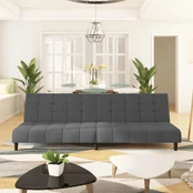 Dvivietė sofa-lova, tamsiai pilkos spalvos, aksomas kaina