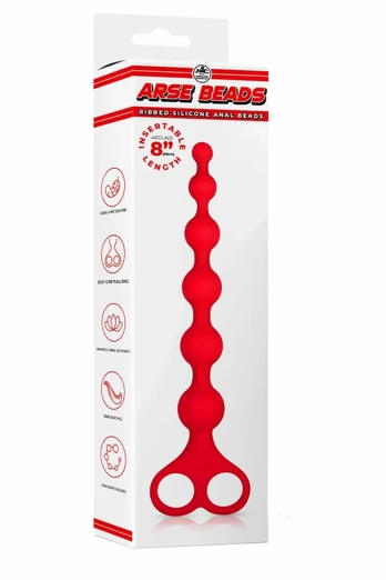 NMC 8 Inch Ribbed Silicone Beads Red - Flexible Intimate System