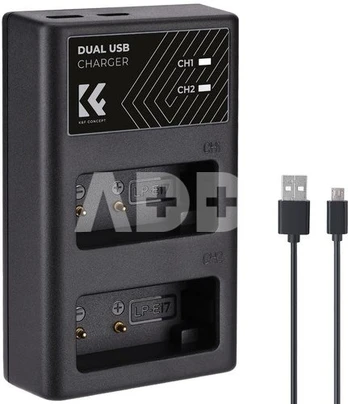 K&F Concept K&F LP-E17 Digital Camera Dual Channel Charger with type c Charging Cable