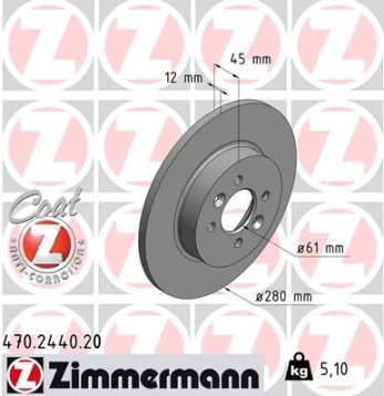 Stabdžių diskas ZIMMERMANN 470.2440.20