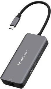 USB Hub Verbatim USB-C/HDMI/3xUSB-A 3.2/RJ45 aliuminio korpusas 32157