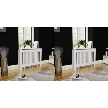 Radiatorių uždangalai, 2vnt., balti, 112cm, mdf