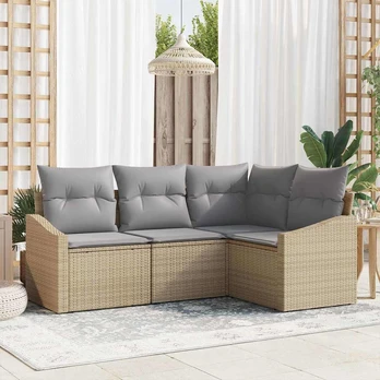 Sodo Sofa Rinkinys 4 dalių Pilka, Natūrali