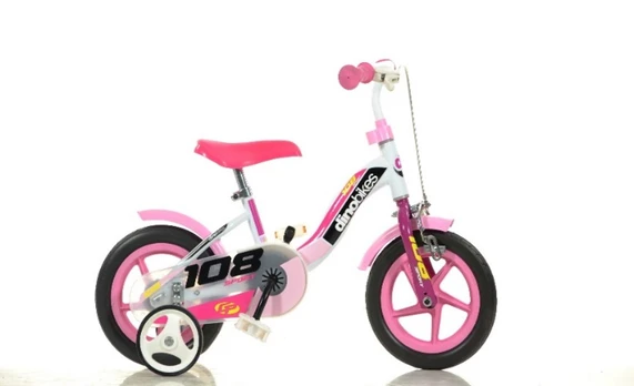 Vaikiškas dviratis Dino Bikes 108 SPORT, 10”, rožinis/baltas