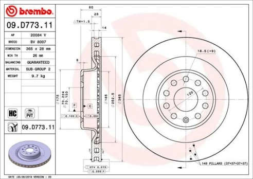 BREMBO 09.D773.11 Brake Disc