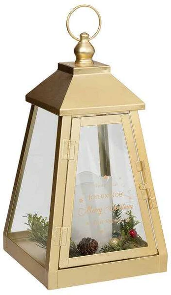 Metalinis žibintas su LED žvake, 32 x 17 cm