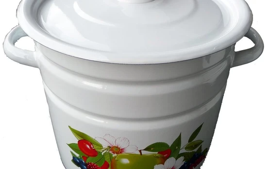 Emaliuotas puodas su dekoru, 12 l