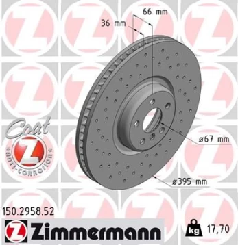 Stabdžių diskas ZIMMERMANN 150.2958.52