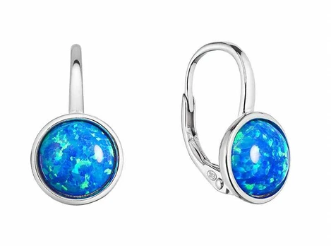 Evolution Group Sidabrinis dangling earrings with mėlynas synthetic opal 11466.3 mėlynas