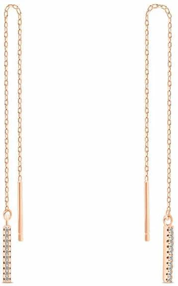 Brilio Silver Long chain earrings with zircons EA1007R