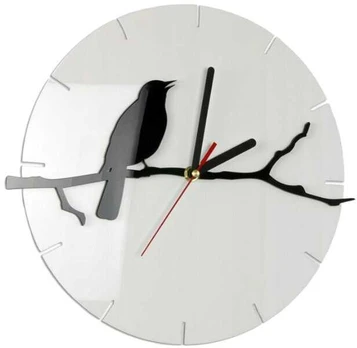 Sieninis laikrodis Bird baltas, 30cm