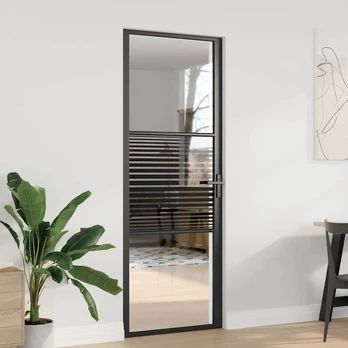 Vidaus durys Juoda 76 x 201.5 cm Grūdintas stiklas, aliuminis