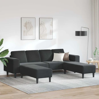 Sofos komplektas 3 pcs Juoda Aksomas