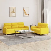 Sofa Sofos komplektas su pagalvėlėmis, 2 dalių, geltonas, audinys kaina