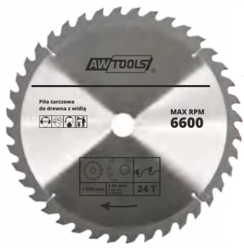 AW-Tools AWTools medienos diskinis pjūklas 190 x 30/22/16 mm 30z (AW48463)