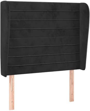 Lova Galvūgalis su auselėmis, juodas, 103x23x118/128cm, aksomas