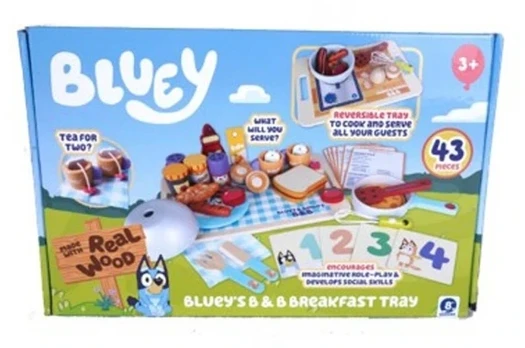 Bluey viešbučio pusryčių padėklas