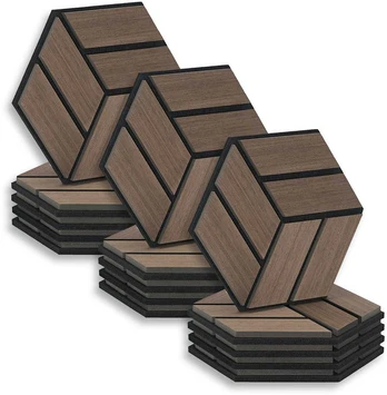Homestyle4U Akustinės panelės, Šešiakampis Medaus vaskelis, 30x26 cm, Ruda