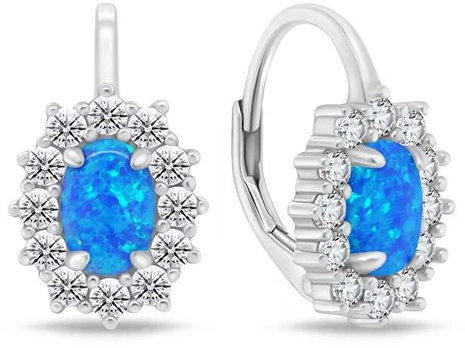 Brilio Silver Charming sidabrinis earrings with zircons and mėlynas opals EA1127WB