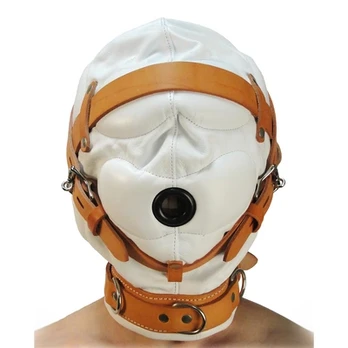 Xr Brands Strict Leather Sensory Isolation Hood M/L Baltas-Tan Adjustable Leather