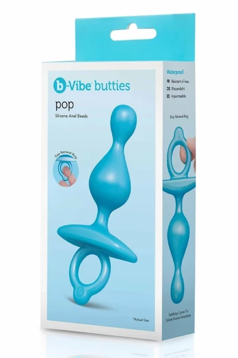 b-Vibe POP Silicone Flexible Beads with Finger Ring 12.7cm Black