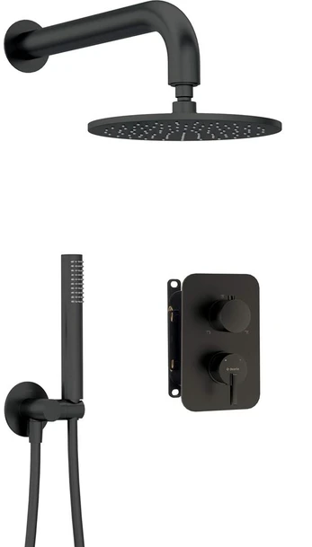 Concealed shower set with mixer box - with overhead shower
