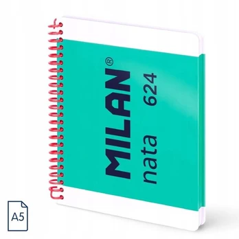 Milan A5 sąsiuvinis, 80 lapų, žalias, lygus, su spirale