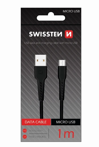 Swissten Basic Fast Charge 3A Micro USB Datu un Uzlādes Kabelis 1m Melns