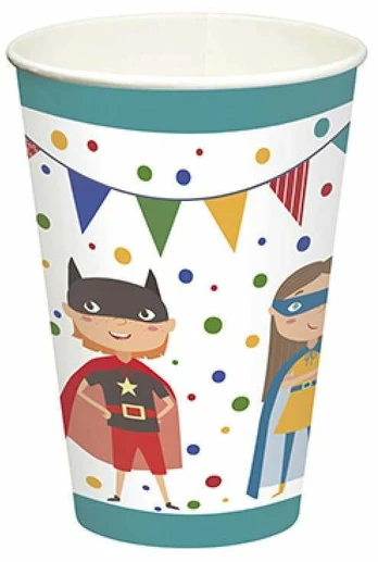 Vienkartinės stiklinės Pap Star Superhero, 200 ml, 10 vnt.