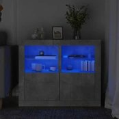 Šoninės spintelės su LED lemputėmis, 2vnt., betono, mediena kaina