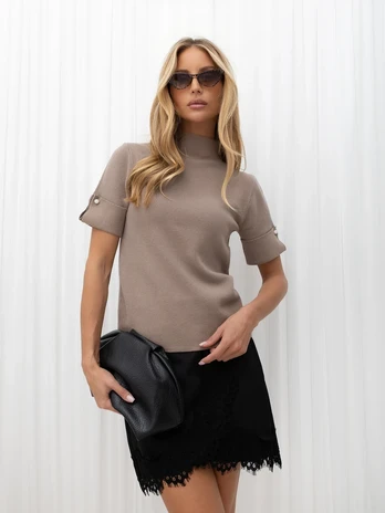 Italy Moda Sweter-IR-SW-QF9286.69-ciemny bezowy