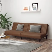 Dvivietė sofa-lova, rudos spalvos, dirbtinė oda kaina