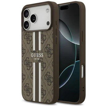 Dėklas Guess 4G Printed Stripes MagSafe do iPhone 17 Pro Max ruda