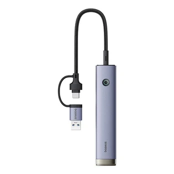 Hub 4in1 Baseus UltraJoy USB-AUSB-C iki 4xUSB30+USB-C pilka