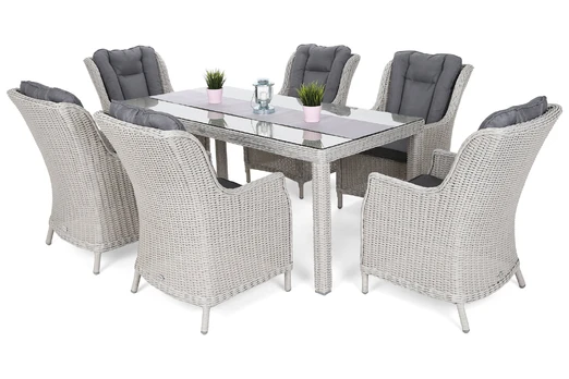 Lauko baldų komplektas Bristol 180 cm, 6+1, White / Grey
