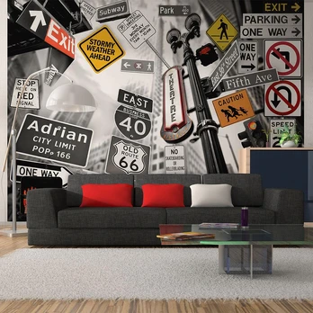 Artgeist Fototapetas - NYC signs on a monochrome background 400x309