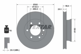 TEXTAR 92301203 Brake Disc kaina