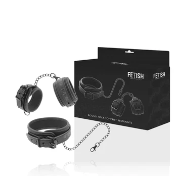 Fetish Submissive Vegan Leather Restraint Set with Neoprene Lining