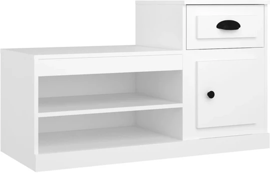 Spintelė batams, baltos spalvos, 100x42x60cm, apdirbta mediena