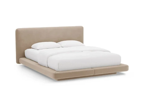 Velvet Bed With Headboard, "Linea", 224x225x98 Made in Europe