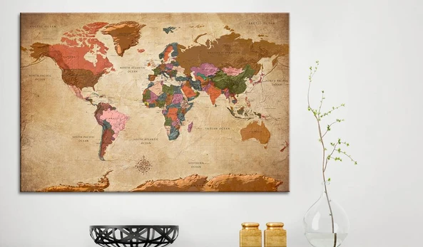 Artgeist Paveikslas - World Map: Brown Elegance 90x60