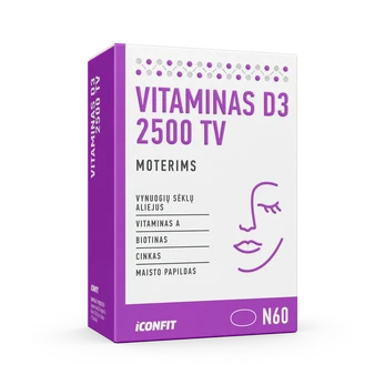 ICONFIT Vitaminas D3 moterims 2500 TV (60 kapsulių)