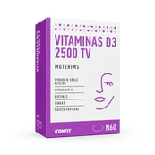 ICONFIT Vitaminas D3 moterims 2500 TV (60 kapsulių) kaina