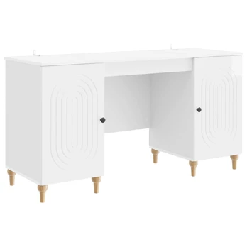 Stalas Blizgus baltas 142,5 x 50 x 75 cm Apdirbta mediena