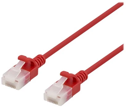 DELTACO U/UTP Cat6a patch cable, slim, 3,5mm diameter, 1m, red
