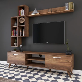 Svetainės baldų komplektas Kalune Design M16, vidaus, riešuto