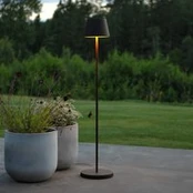 LED akumuliatorinė stovinė lempa „Pomezia“, juoda, 124 cm, IP54, USB