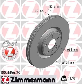 Stabdžių diskas ZIMMERMANN 100.3356.20