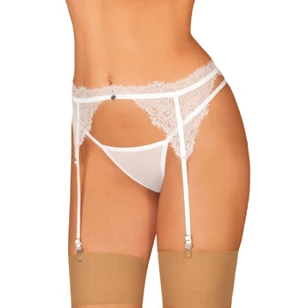Obsessive Bianelle nėriniuotas keliaraištis, baltas, L/XL