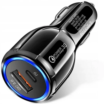 Greitas automobilinis įkroviklis Usb-c + Usb Pd Qc